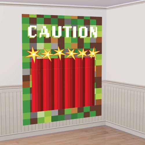 Minecraft Pixalated Caution Wall Scene Setter